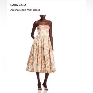 Cara Cara Anisha Linen Strapless Floral Midi Dress